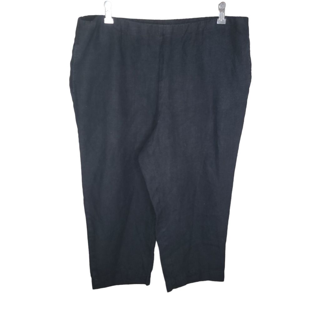Pure Jill Linen Black Cropped Capri Pants Size Large